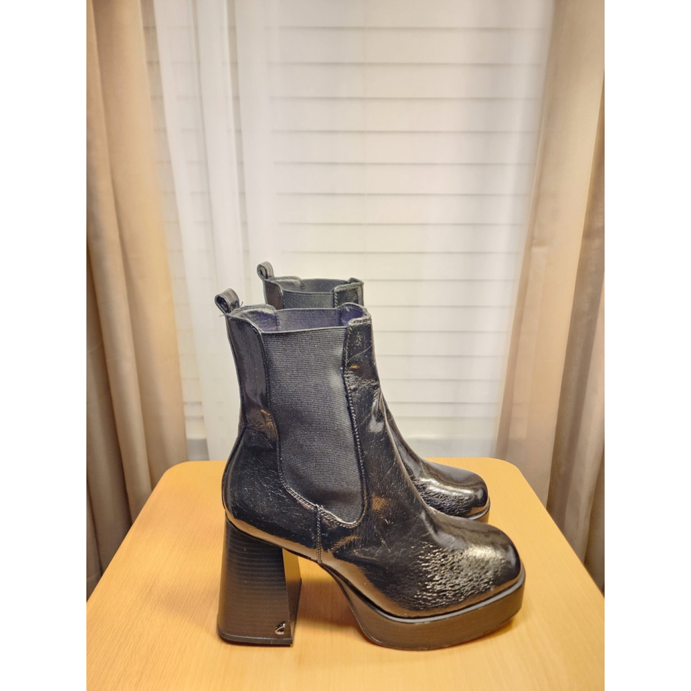 Circus Sam Edelman Crinkled Faux Leather 70s Platform Boots Booties 9.5 M BLACK - Picture 7 of 16